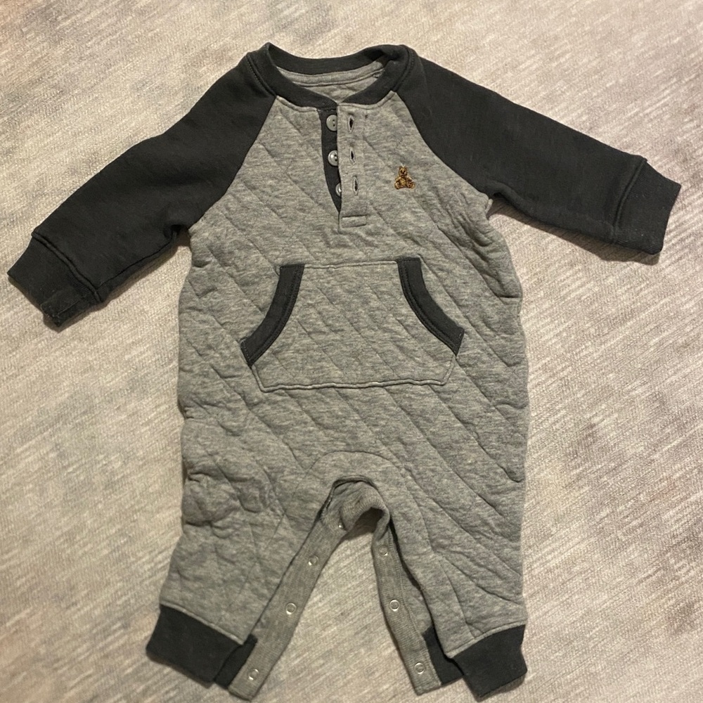 GAP Quilted Gray and Black Baby Onesie
